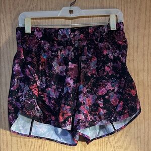 Lululemon Hotty Hot Floral Print Athletic Shorts - Purple Multi
